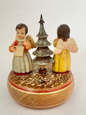 1960s ANRI Italy Thorens Switzerland Wood Music Box Angels Silent Night Works
